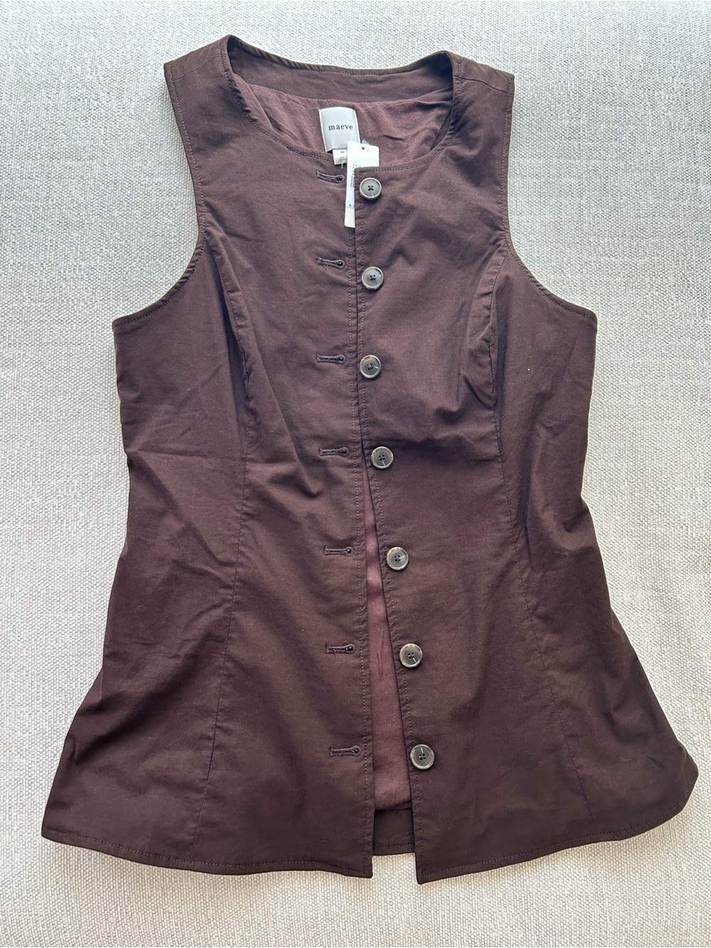 Maeve Brown Sleeveless Button-Front Tank - Picture 2 of 3